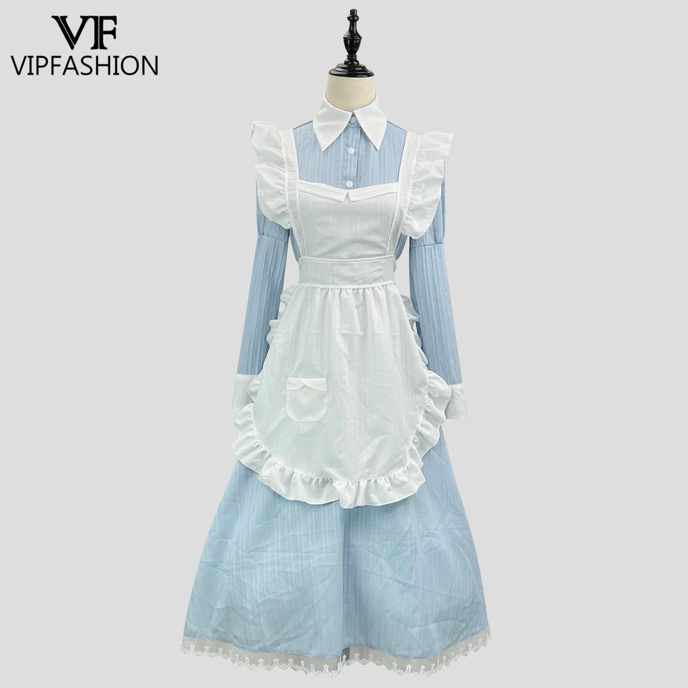 Women'S Fashion Korea - VIP แฟชั่น Victorian ชุดแม่บ้าน Lolita คอสเพลย์เครื่องแต่งกายแบบดั้งเดิมอังกฤษยาวชุดผ้ากันเปื้อนลูกไม้