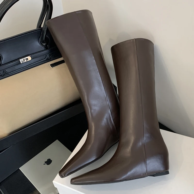 Women'S Fashion Knee High Boots - Eilyken หนังนุ่ม Pointed Toe ผู้หญิงเข่าสูงรองเท้าแฟชั่น Wedges