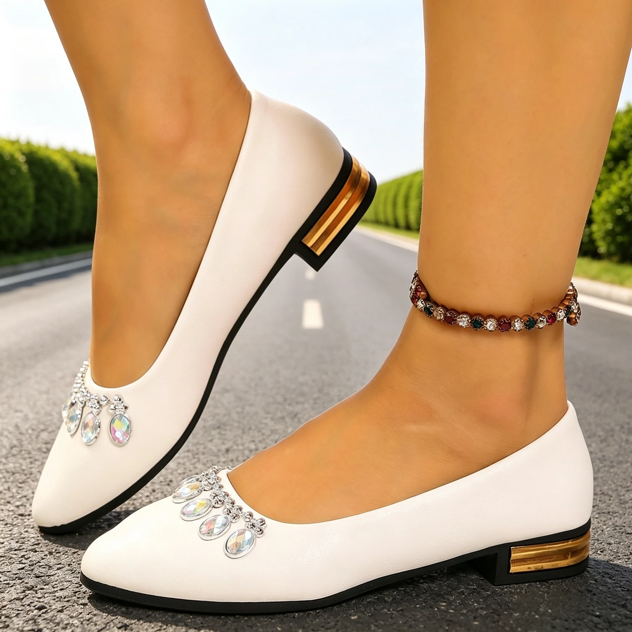Women'S Fashion Shoes - รองเท้าส้นแบนสำหรับผู้หญิง หัวแหลม รองเท้าบัลเลต์ ไซส์ใหญ่ รองเท้าผ้าใบส้นแบนคุณภาพสูง แฟชั่น