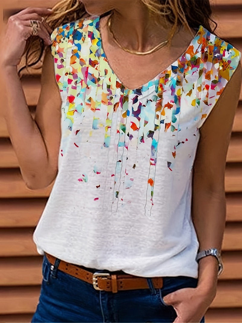 เสื้อแขนกุดคอวีพิมพ์ลายดอกไม้, - Women'S Fashion Vest Tops บทวิจารณ์และราคา