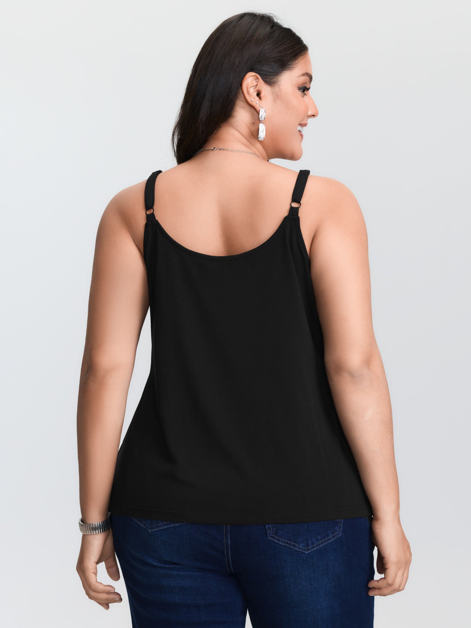 เสื้อกล้ามถักสีดำสำหรับสาวพลัส - Lace Trim Cami บทวิจารณ์และราคา